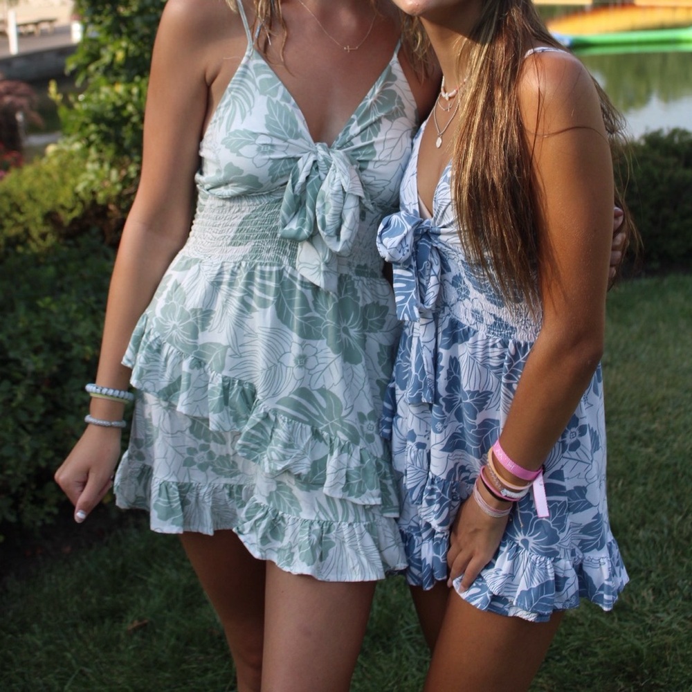Ocean Drive Floral Mini Dresses in Green